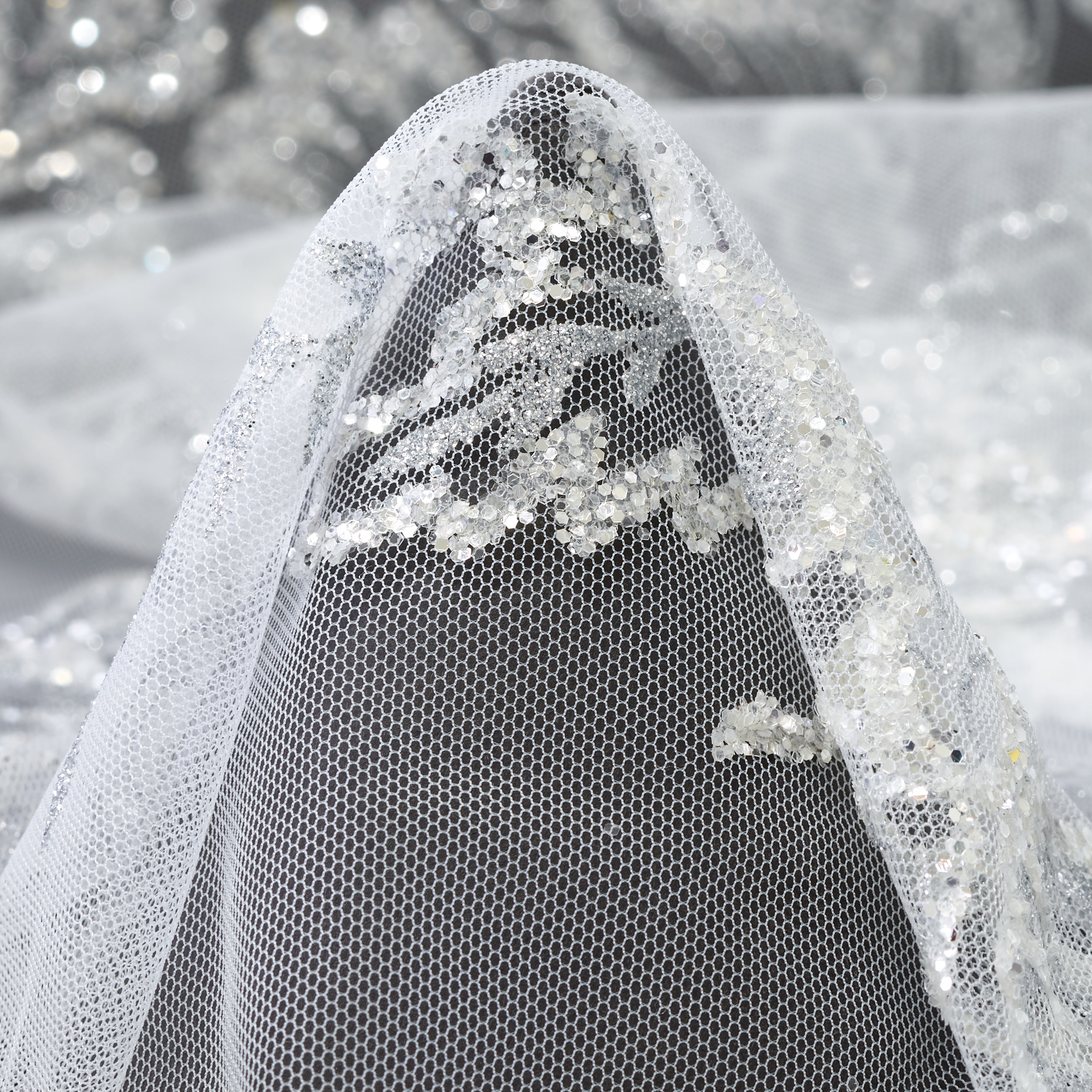 Tulle Shimmering Metallic Brilliant White&Silver