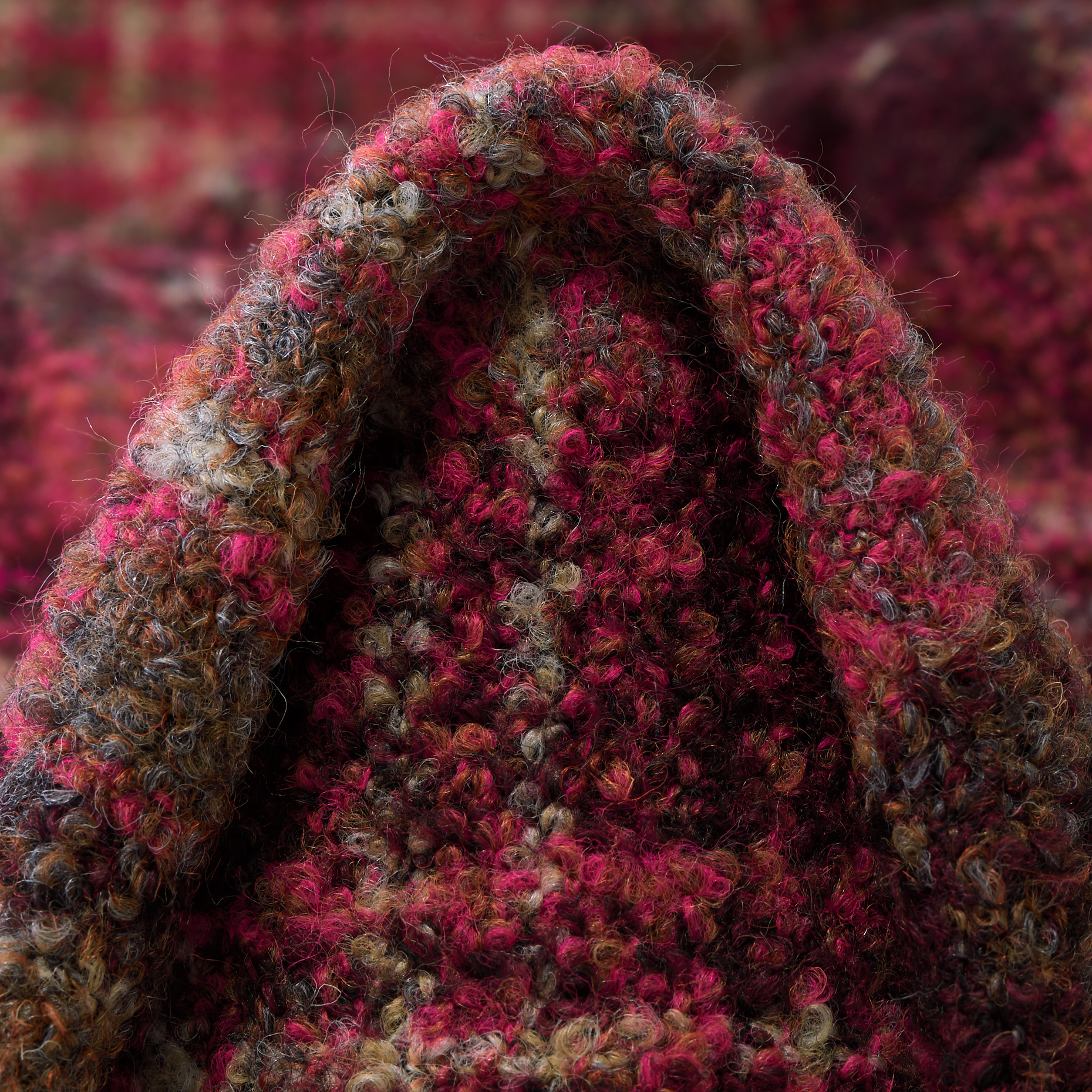 Bouclé Wool Blend Check Pomegranate&Deep Sea Coral