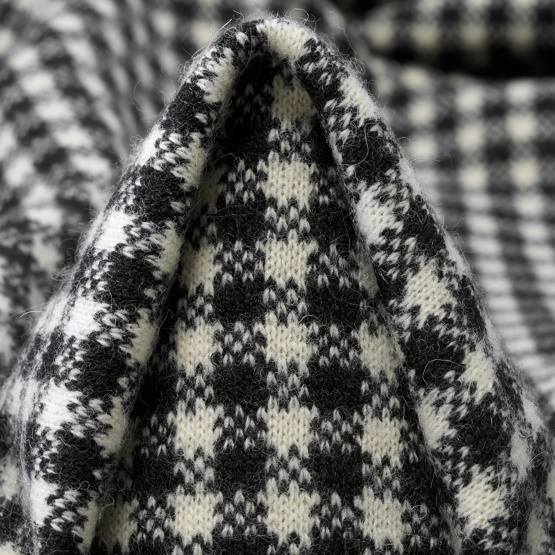 Jersey Wool Check Snow White&Black