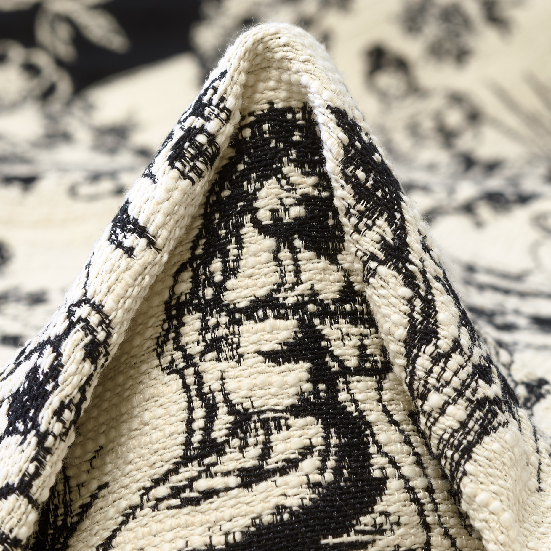 Jacquard Cotone Tela di Jouy Snow White&Raven Black