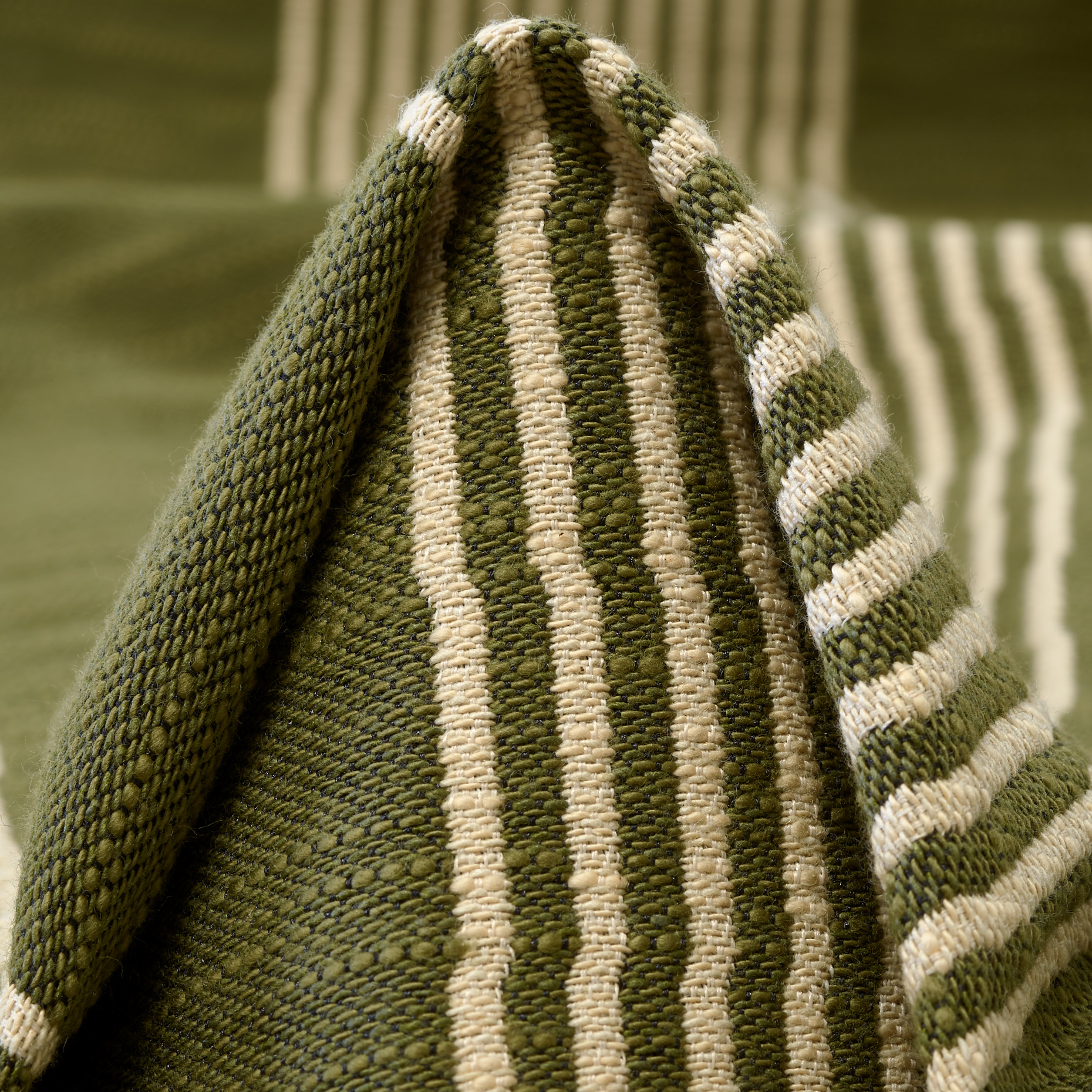 Jacquard Cotone Design Geometrico Martini Olive&Bone White