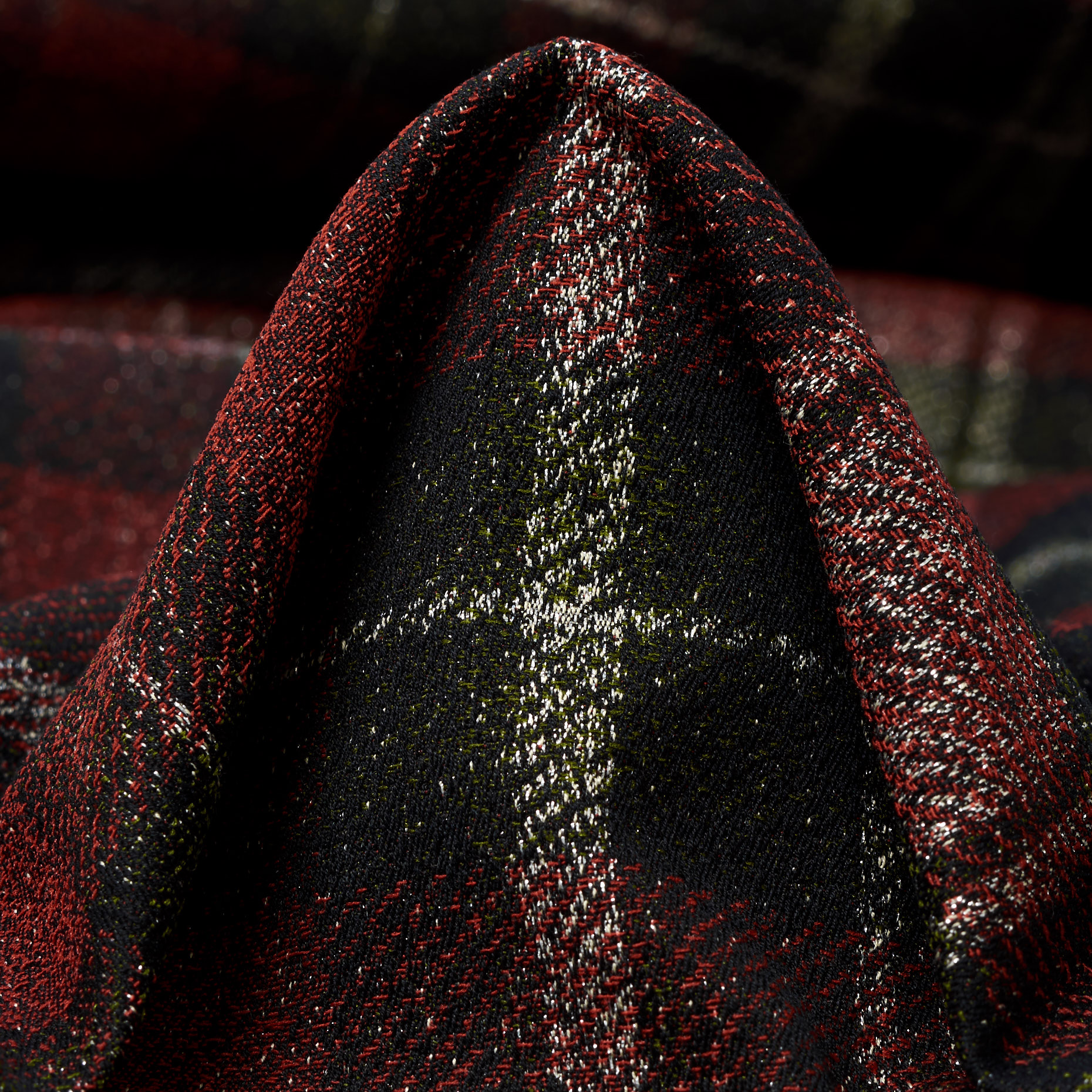 Jacquard Cotone Elastico  Carmine Red&Burnt Olive