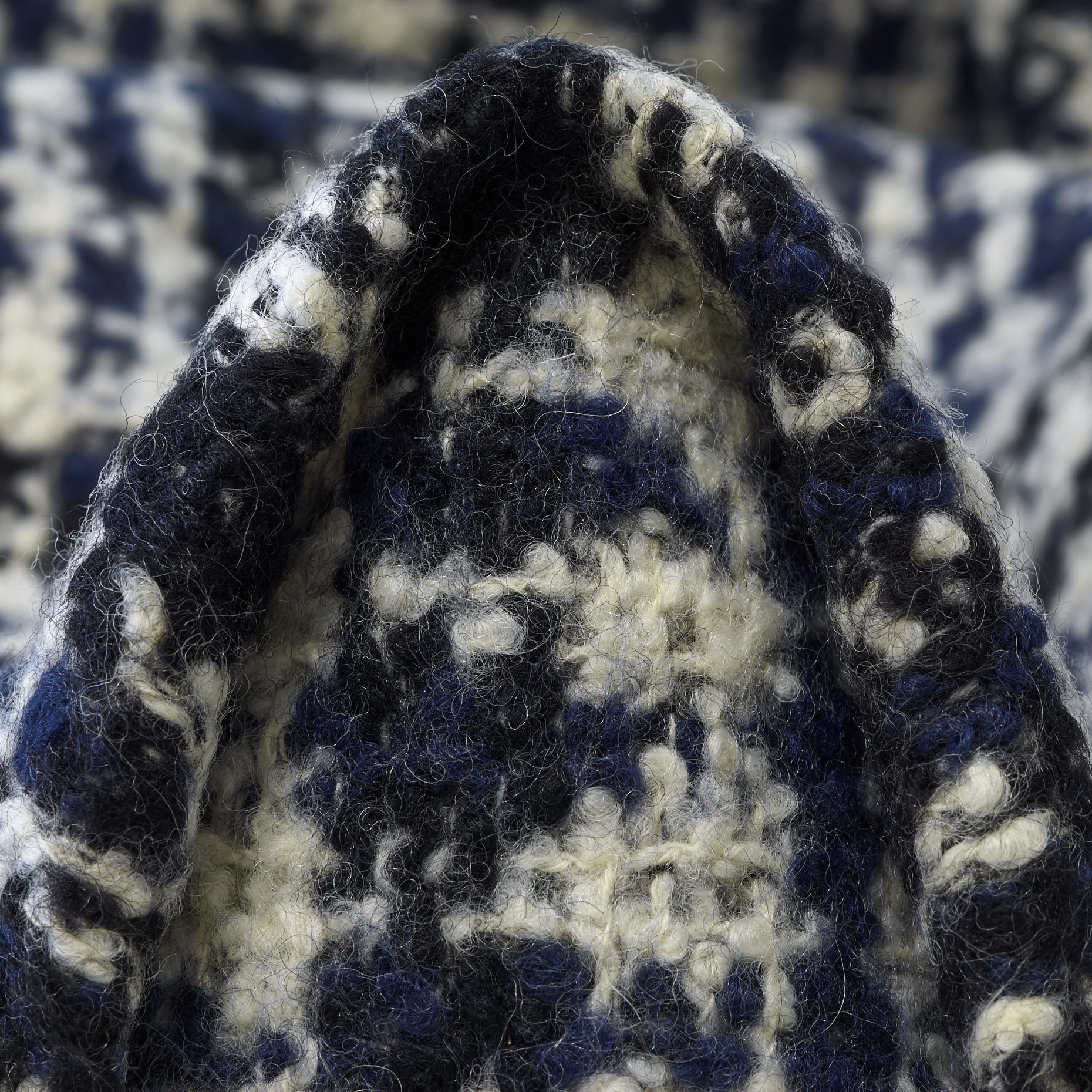 Bouclé Virgin Wool Check Blue Indigo&Brilliant White