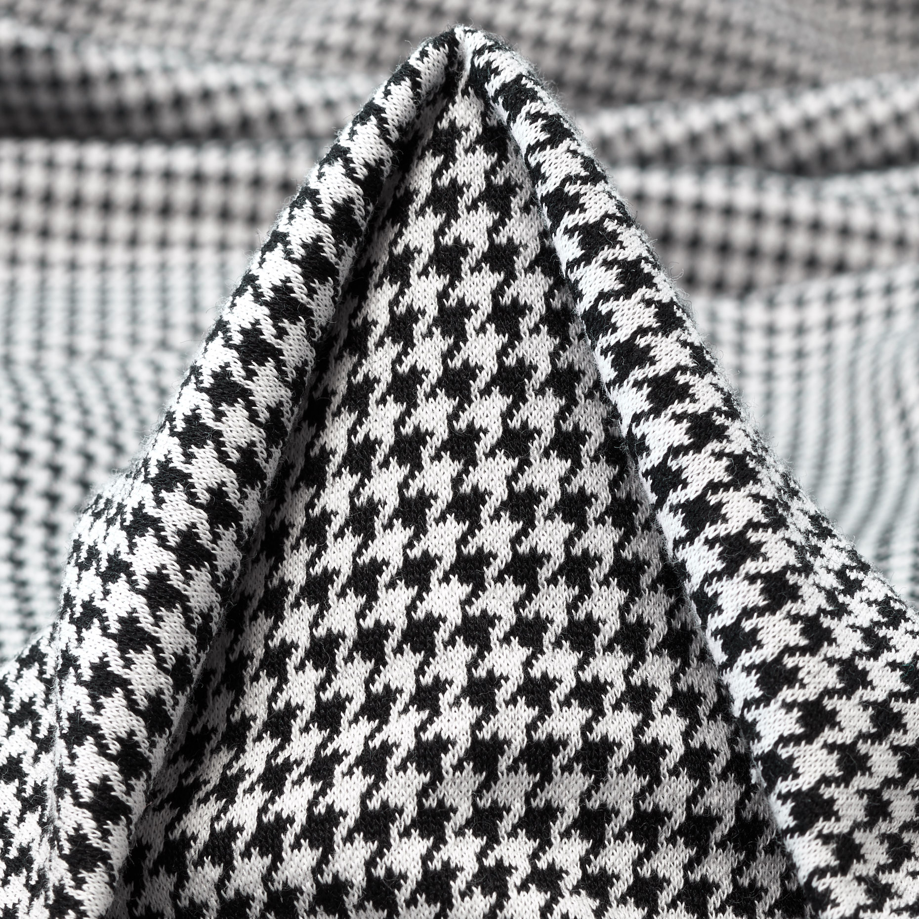 Jersey Jacquard Pied de Poule Black&Brilliant White